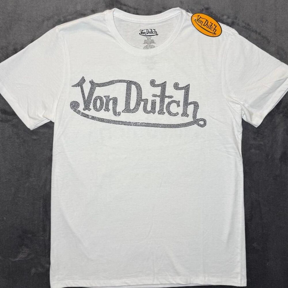 Von-dutch Men's White and Black T-shirt